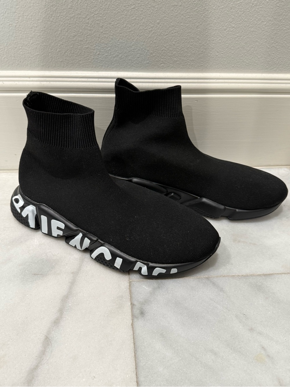 Black and White Sock Sneaker Insole Detail NWOT